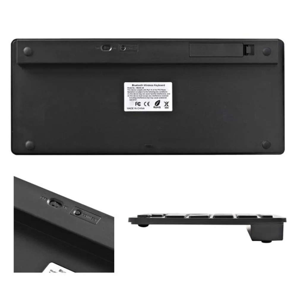 kemile Russian Wireless Bluetooth 3.0 keyboard for Tablet Laptop Smartphone Support iOS Windows Android System Silver and Black