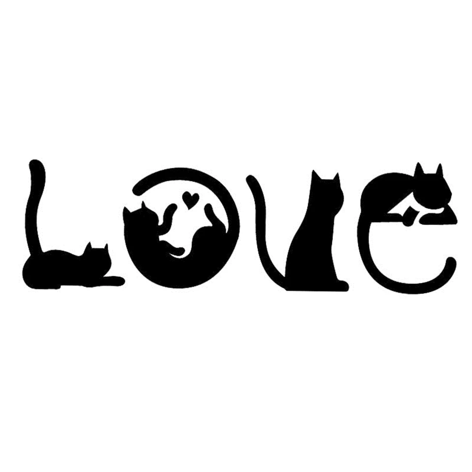Car Sticker Cats Spell LOVE Fashion Creative Cartoon Windshield Decorative Decals 15.24.8CM (6)
