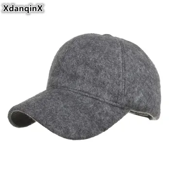 

XdanqinX Winter Women's Woolen Hats Adjustable Size Solid Baseball Caps For Men Warm Thick Couple Snapback Cap Men's Winter Hat