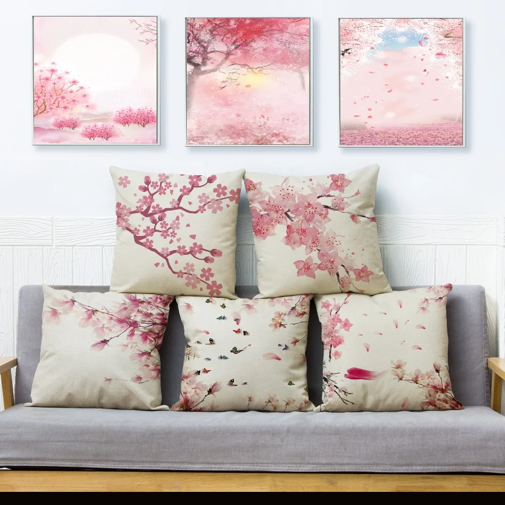Nordic style Pink Peach Blossom Flower Tree Cushion Cover for Sofa Home Decor Throw Pillowcase Plant Pillow Case Linen 45*45cm
Nordic style Pink Peach Blossom Flower Tree Cushion Cover for Sofa Home Decor Throw Pillowcase Plant Pillow Case Linen 45*45cm