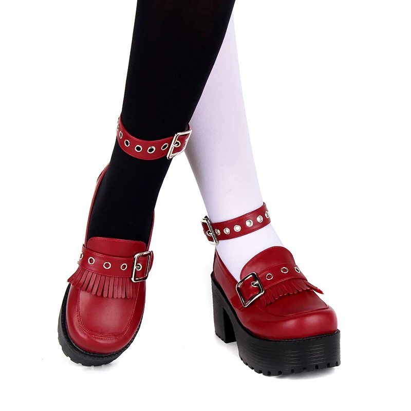 Female Spring Autumn Anime Lolita Cosplay Shoes Casual Punk College Uniform High Heeled Shoes PU Tassel Women Platform Shoes
Female Spring Autumn Anime Lolita Cosplay Shoes Casual Punk College Uniform High Heeled Shoes PU Tassel Women Platform Shoes