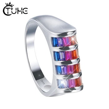 S925 Sterling Silver Fashion Rings Jewelry Rainbow CZ Engagement Ring for Women Colorful Cubic Zirconia CZ Eternity Band Ring
S925 Sterling Silver Fashion Rings Jewelry Rainbow CZ Engagement Ring for Women Colorful Cubic Zirconia CZ Eternity Band Ring