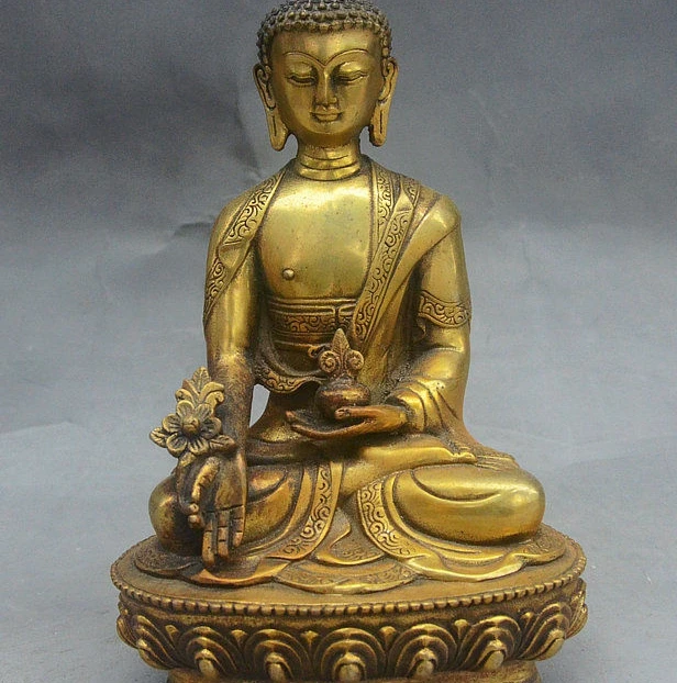 8" Tibet Buddhism Bronze Gilt Lotus Sakyamuni Shakyamuni Medicine Buddha Statue
8" Tibet Buddhism Bronze Gilt Lotus Sakyamuni Shakyamuni Medicine Buddha Statue