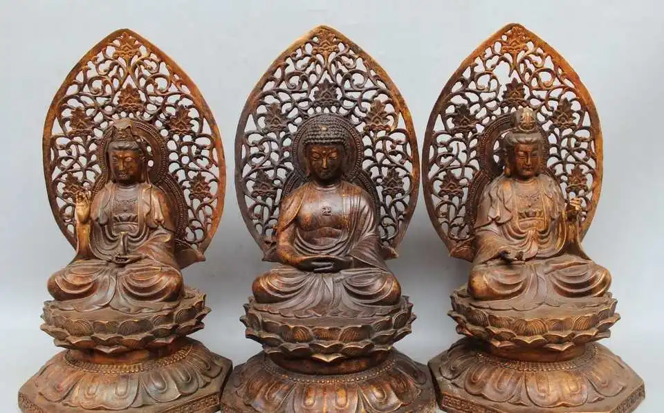 14"Tibet Buddhism Bronze Three Saints of West Sakyamuni Bodhisattva Buddha Set
14"Tibet Buddhism Bronze Three Saints of West Sakyamuni Bodhisattva Buddha Set