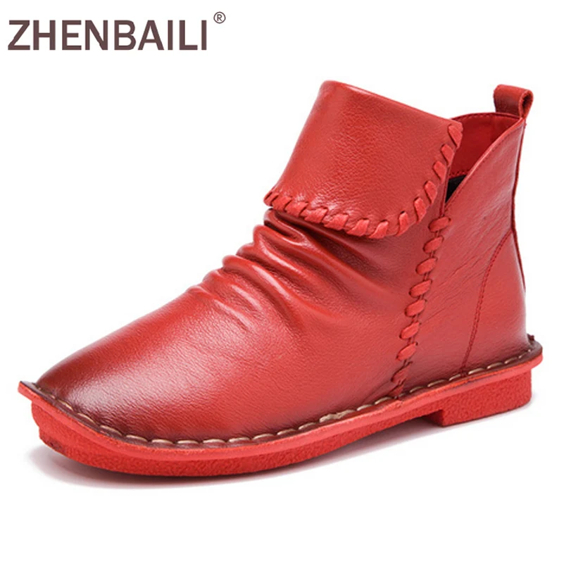 ZHENBAILI Size 35-40 Women Boots 2017 Autumn Fashion Genuine Leather Sewing Casual Shoes Soft Pleated Zipper Flat Ankle Boots
ZHENBAILI Size 35-40 Women Boots 2017 Autumn Fashion Genuine Leather Sewing Casual Shoes Soft Pleated Zipper Flat Ankle Boots