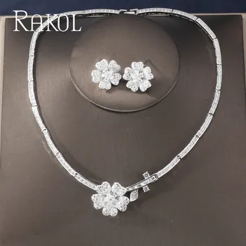RAKOL Luxury Cubic Zircon Micro Paved Flower Wedding Bridal Jewelry Sets For Women Dinner Dress Earrings Necklace Set KS4599
RAKOL Luxury Cubic Zircon Micro Paved Flower Wedding Bridal Jewelry Sets For Women Dinner Dress Earrings Necklace Set KS4599