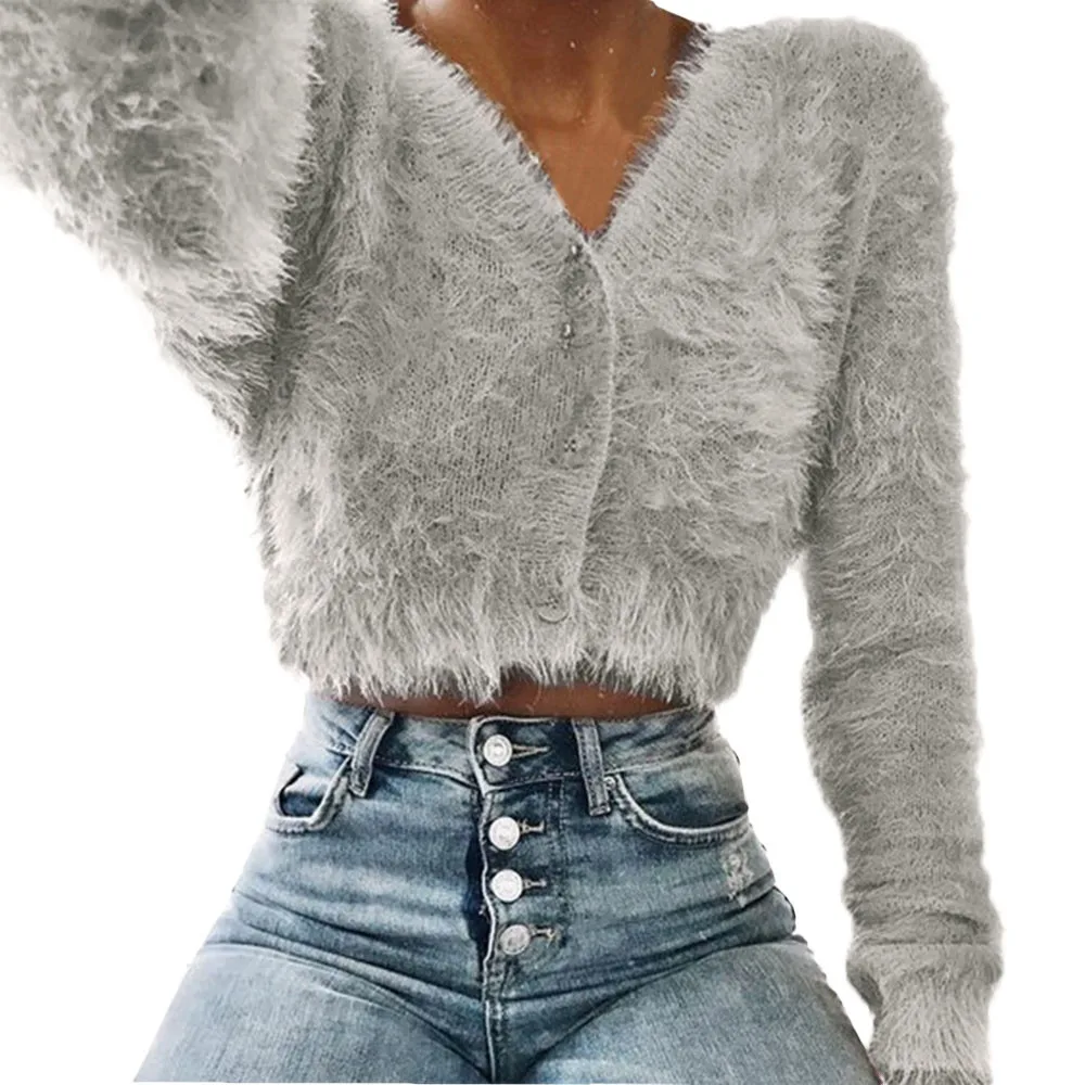 Autumn Winter Women Sweater Fashion Casual Acrylic Solid V-neck Long Sleeve Furry Sweater кофта женская chompas para mujer #E
Autumn Winter Women Sweater Fashion Casual Acrylic Solid V-neck Long Sleeve Furry Sweater кофта женская chompas para mujer #E