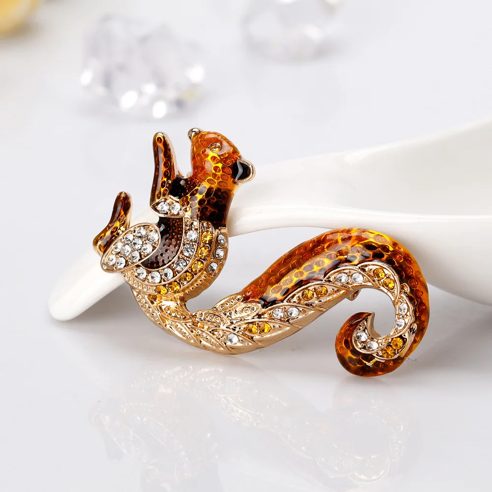 CHUKUI Trendy ]Rhinestone Animal Squirrel Brooch Pins Badges Brooches For Women Girls Banquet Party Gift (8)