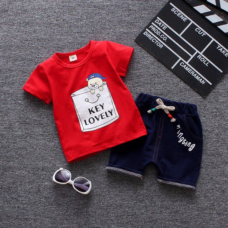 Для маленьких мальчиков одежда лето 2018 новорожденных комплект одежды для хлопка