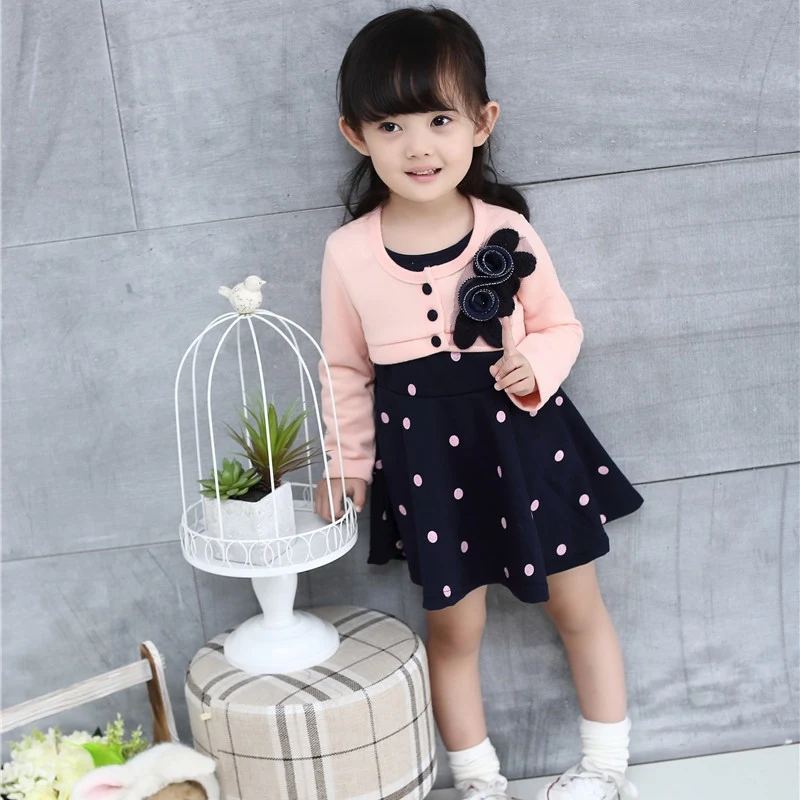 Kids Girl Princess Dress Floral Long Sleeve Fake Two Piece Dots Cotton Dress Girls Clothes 2-4Years PE3
Kids Girl Princess Dress Floral Long Sleeve Fake Two Piece Dots Cotton Dress Girls Clothes 2-4Years PE3