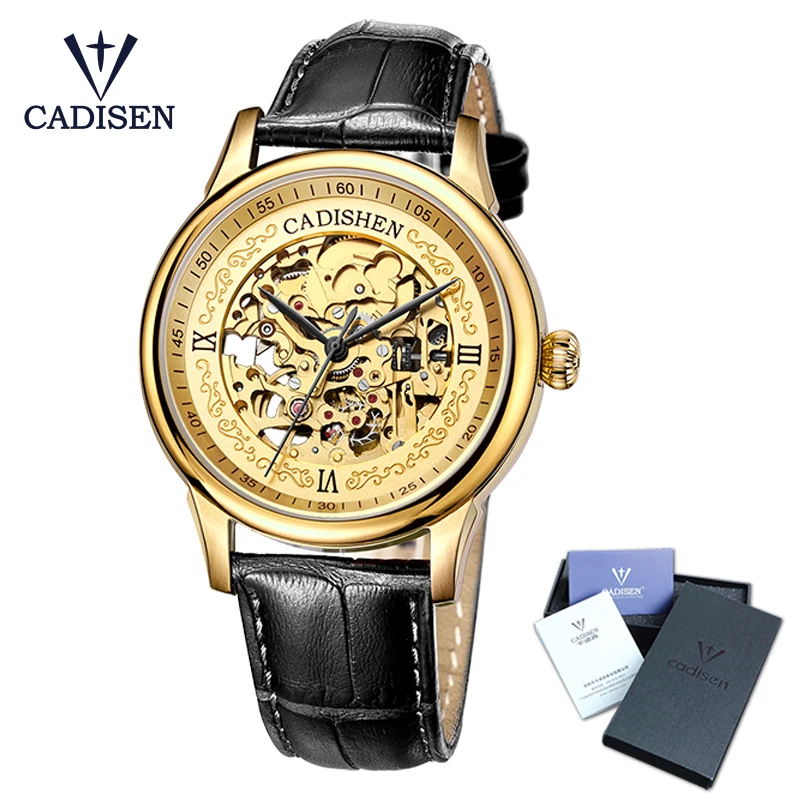 Cadisen Gold Mens Watch Stainless Steel Skeleton Mechanical Watch Best Luxury Luxury Watches Mens Watch Montre Homme Leather Wri
Cadisen Gold Mens Watch Stainless Steel Skeleton Mechanical Watch Best Luxury Luxury Watches Mens Watch Montre Homme Leather Wri