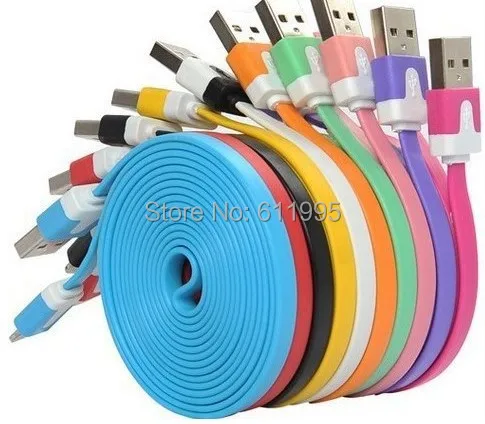 Плоский USB-кабель для зарядки iPhone 6 7 5 200 шт./лот 2 м футов | Электроника