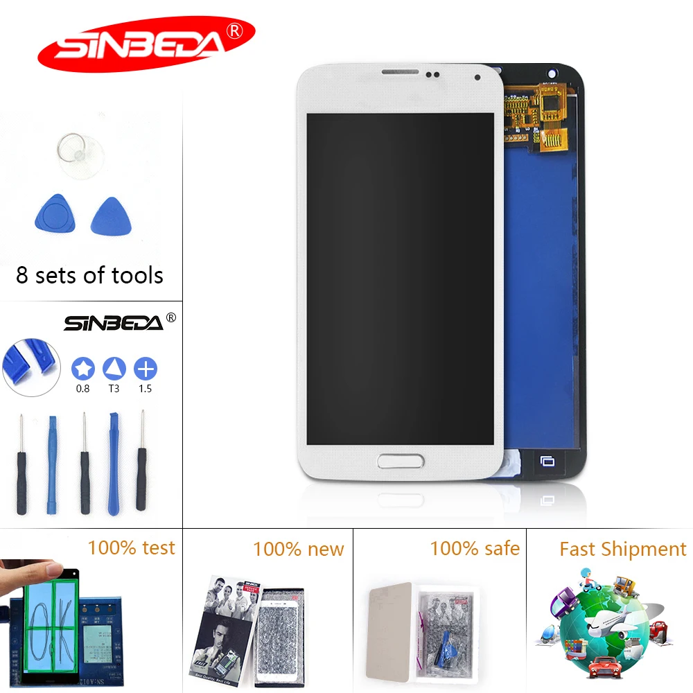 Sinbeda 100% Test For SAMSUNG GALAXY S5 LCD Display i9600 G900F G900M G9001 LCD Touch Screen Digitizer Assembly With Botton
Sinbeda 100% Test For SAMSUNG GALAXY S5 LCD Display i9600 G900F G900M G9001 LCD Touch Screen Digitizer Assembly With Botton