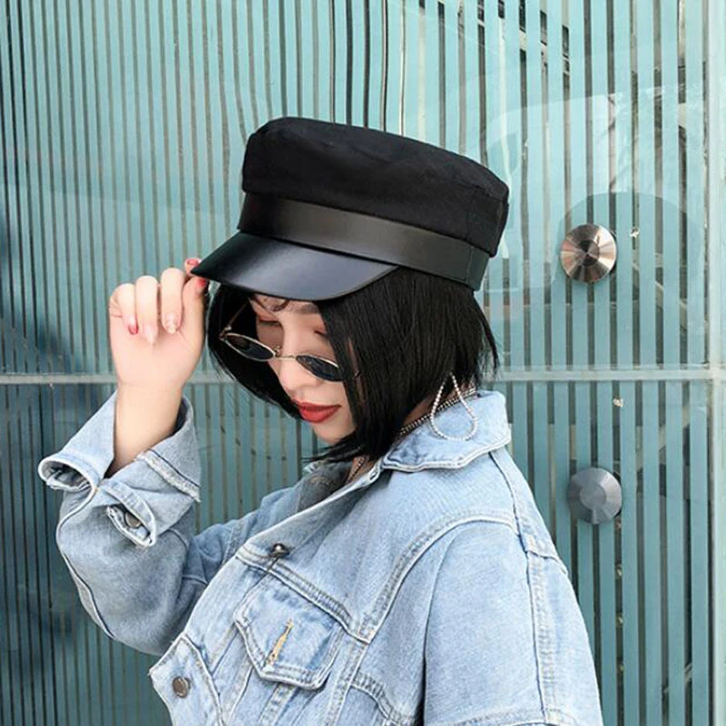 beret femme Women hiver Black Military Hats Autumn Winter Fashion Wool Pu Leather beret Caps Kepi ear warm peaked cap Unisex
beret femme Women hiver Black Military Hats Autumn Winter Fashion Wool Pu Leather beret Caps Kepi ear warm peaked cap Unisex