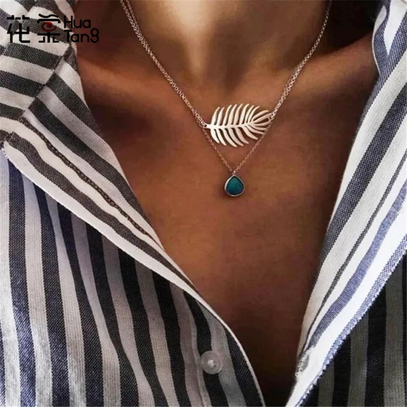 HuaTang Boho Silver Chain Necklace Geometric Big Leaf Blue Rhinestone Pendant Charm Necklace Jewelry Accessories 6512
HuaTang Boho Silver Chain Necklace Geometric Big Leaf Blue Rhinestone Pendant Charm Necklace Jewelry Accessories 6512