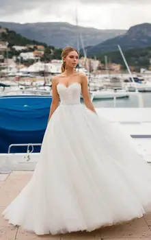 Elegant Sweetheart Corset Wedding Dresses with Pearls Vestidos de Novia White/Ivory Tulle Appliqued Customized Bridal Gown 2019
Elegant Sweetheart Corset Wedding Dresses with Pearls Vestidos de Novia White/Ivory Tulle Appliqued Customized Bridal Gown 2019