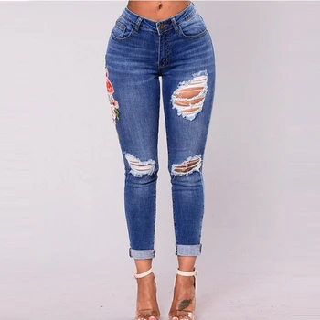 Ripped hole fashion Jeans Women High Waist skinny pencil Denim Pants Elastic Stretch embroidery sexy Jeans women high street
Ripped hole fashion Jeans Women High Waist skinny pencil Denim Pants Elastic Stretch embroidery sexy Jeans women high street