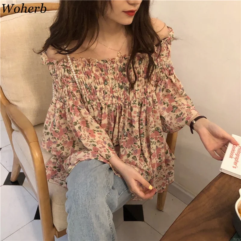 Woherb Women Off Shoulder Floral Blouse Shirt Korean Ladies Tops Loose Summer Fashion 3/4 Sleeve Blusas Femme Slash Neck Clothes
Woherb Women Off Shoulder Floral Blouse Shirt Korean Ladies Tops Loose Summer Fashion 3/4 Sleeve Blusas Femme Slash Neck Clothes