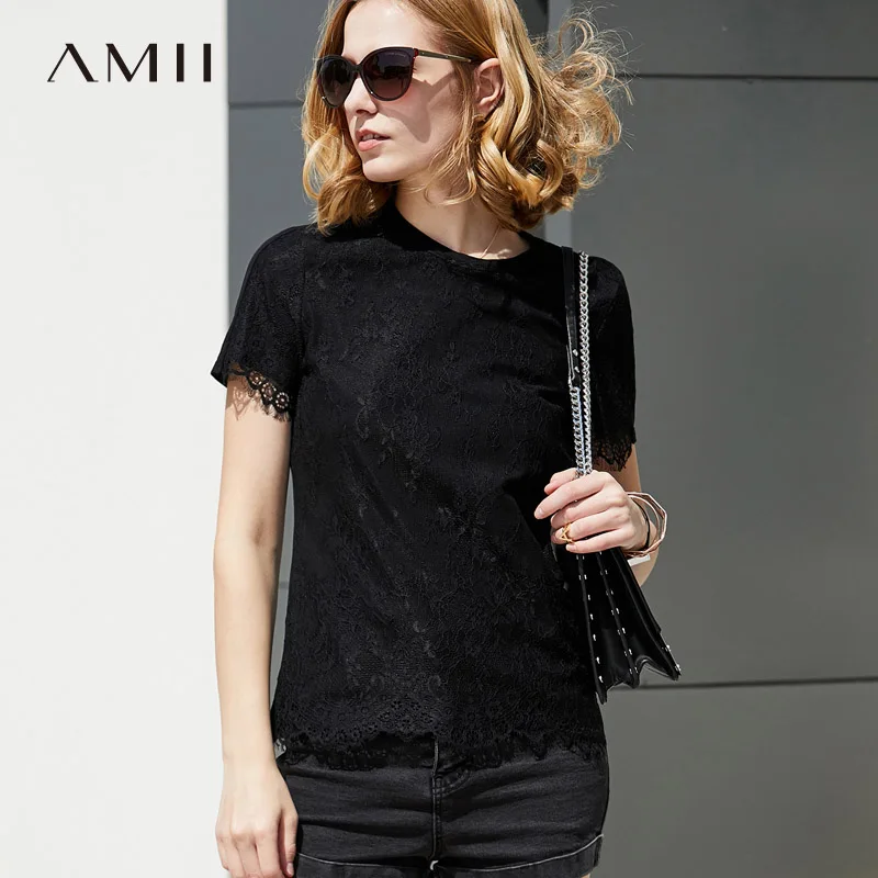 Amii Women Minimalist 2019 Summer T-Shirt Lace O Neck Short Sleeve Female Tee Tops
Amii Women Minimalist 2019 Summer T-Shirt Lace O Neck Short Sleeve Female Tee Tops