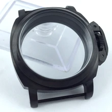 44mm de aço inoxidável de Alta qualidade preto PVD caso endurecido Vidro fit 6497 6498 Molnija movimento Do Vento Mão Mecânica Assistir caso(China)