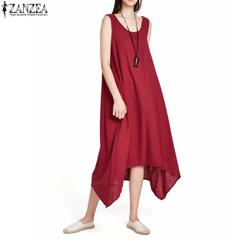ZANZEA 2019 Summer Long Dress Cotton Women Casual Loose Sleeveless Vintage Pockets Irregular Maxi Dresses Plus Size Vestido
ZANZEA 2019 Summer Long Dress Cotton Women Casual Loose Sleeveless Vintage Pockets Irregular Maxi Dresses Plus Size Vestido