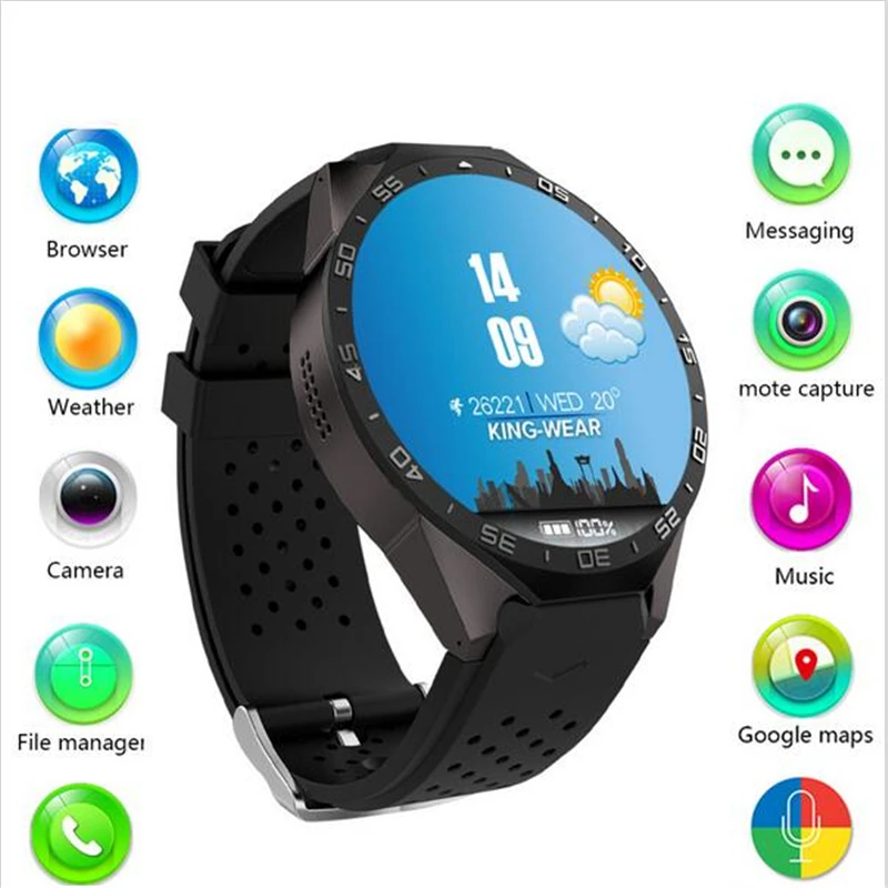 

KW88 smart watch heart rate Amoled Screen 3G Smartwatch Phone Android 5.1 MTK6580 Quad Core 512MB RAM 4GB ROM GPS WIFI camera