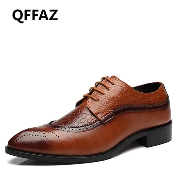 QFFAZ Size 38-48 Fashion PU Leather Men Dress Shoes Pointed Toe Bullock Oxfords Shoes For Men, Lace Up Designer Luxury Men Shoes
QFFAZ Size 38-48 Fashion PU Leather Men Dress Shoes Pointed Toe Bullock Oxfords Shoes For Men, Lace Up Designer Luxury Men Shoes