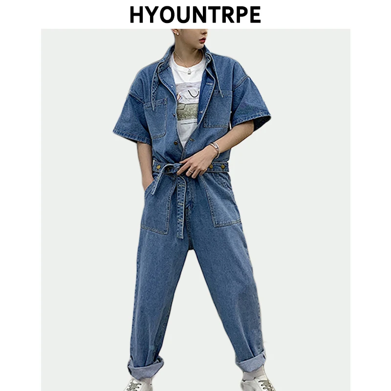 Fashion Spring Denim Rompers Mens Single Breasted Jumpsuit Cargo Short Sleeve Pockets Wide Pants Overalls New One Piece Rompers
Fashion Spring Denim Rompers Mens Single Breasted Jumpsuit Cargo Short Sleeve Pockets Wide Pants Overalls New One Piece Rompers