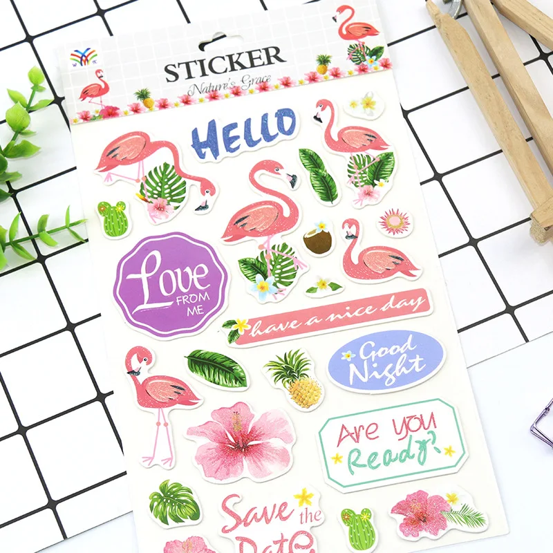 1pcs Nordic tropical plants flamingo hand book stickers fresh natural card decoration album greeting card stickers with glitter
1pcs Nordic tropical plants flamingo hand book stickers fresh natural card decoration album greeting card stickers with glitter