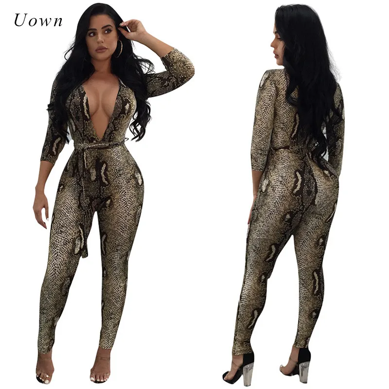 Snake Print Bodycon Jumpsuit for Women 2018 Catsuit Autumn Deep V Neck Sexy Overalls Long Pants Rompers Womens Jumpsuit Sashes
Snake Print Bodycon Jumpsuit for Women 2018 Catsuit Autumn Deep V Neck Sexy Overalls Long Pants Rompers Womens Jumpsuit Sashes