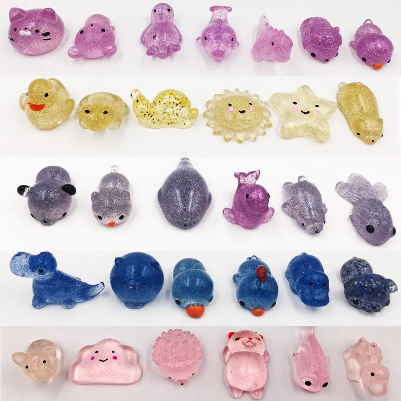 100 шт./партия kawaii Seal glitter Squeeze 3 см 5 squishyTPR игрушка для снятия стресса мягкая