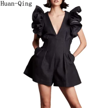 Runway Black Denim Jumpsuits Women's V-Neck Ruffle Sleeve High Waist Short Pants Female Summer Streetwear Fashion Tide Playsuits
Runway Black Denim Jumpsuits Women's V-Neck Ruffle Sleeve High Waist Short Pants Female Summer Streetwear Fashion Tide Playsuits