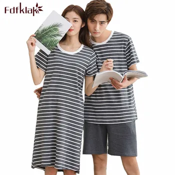 Fdfklak M-3XL couple's sleepwear pajamas set cotton pyjamas women fashion striped summer nightwear pajama female pijama mujer
Fdfklak M-3XL couple's sleepwear pajamas set cotton pyjamas women fashion striped summer nightwear pajama female pijama mujer