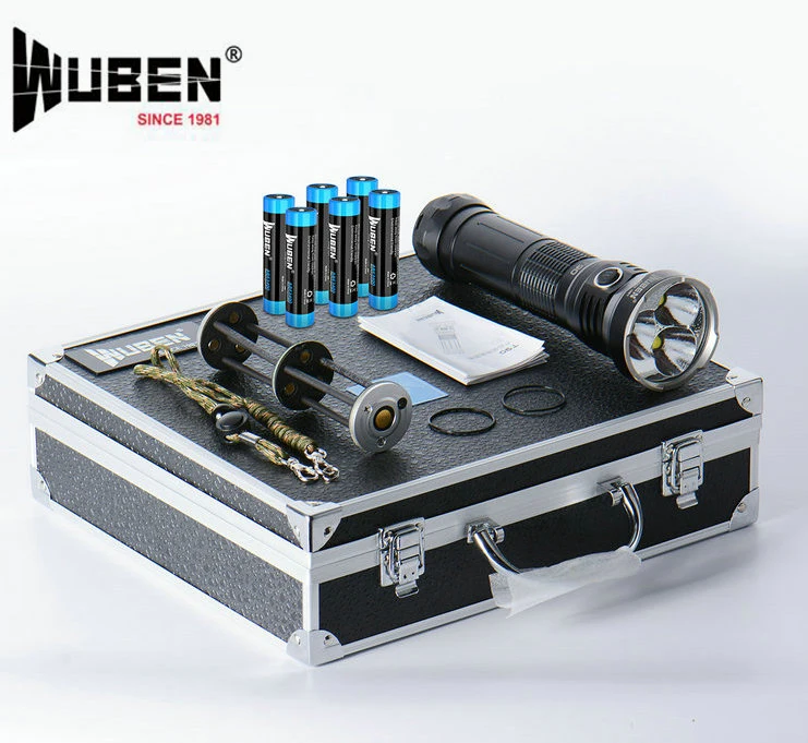 WUBEN T90 Searchlight 3* CREE-XHP70.2 LEDs max 10000 Lumen Flashlight throw 410 meter Aluminum Box Torch with 6*18650 Li Battery
WUBEN T90 Searchlight 3* CREE-XHP70.2 LEDs max 10000 Lumen Flashlight throw 410 meter Aluminum Box Torch with 6*18650 Li Battery