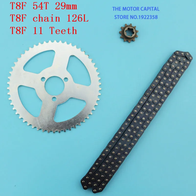 T8F 29mm 54T Gear +11T Gear Rear Sprocket 126j Chain fit mini moto quad atv 2 stroke engine
T8F 29mm 54T Gear +11T Gear Rear Sprocket 126j Chain fit mini moto quad atv 2 stroke engine