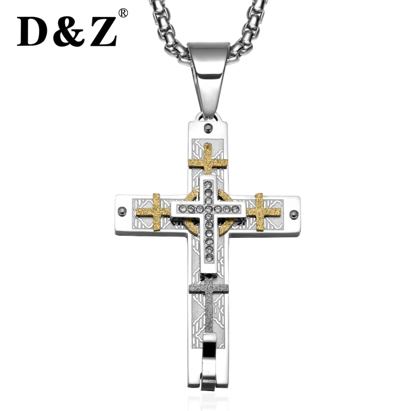 D&Z Religion Gold Color Two Layers Cross Necklace Stainless Steel Christian Jesus CZ Stone Crucifix Pendants for Men Jewelry
D&Z Religion Gold Color Two Layers Cross Necklace Stainless Steel Christian Jesus CZ Stone Crucifix Pendants for Men Jewelry