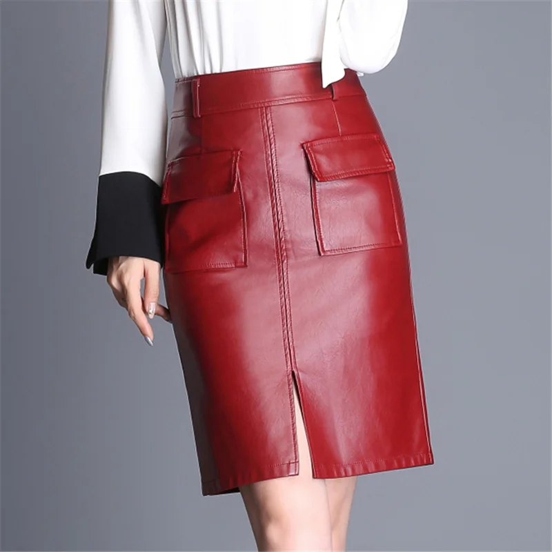 New Arrival Office Lady Solid Color Red Black A-line Pu Leather Above Knee High Waist Skirt XHSD-3224
New Arrival Office Lady Solid Color Red Black A-line Pu Leather Above Knee High Waist Skirt XHSD-3224