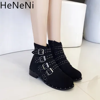 Winter Motorcycle boots Women New Zip Casual half boots black Rivet boots Buckle Low heels Women boots Plus size 33-43
Winter Motorcycle boots Women New Zip Casual half boots black Rivet boots Buckle Low heels Women boots Plus size 33-43