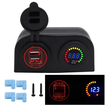 Adeeing 12V/2VColorful Screen Voltmeter 4.2A Dual USB Car Charger Kit Car Refit Accessory Self-tapping screw straightterminal
Adeeing 12V/2VColorful Screen Voltmeter 4.2A Dual USB Car Charger Kit Car Refit Accessory Self-tapping screw straightterminal