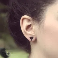 New Fashion Gold Black Silver 3 Western Triangle Round Flash Stud Earrings for Women Gifts Wholesale image