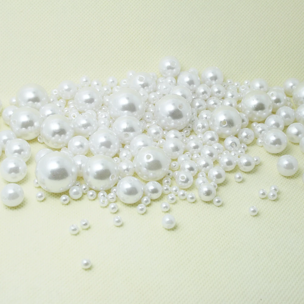 Высококачественные белые акриловые шарики имитация жемчуга круглые 4.-20 мм
