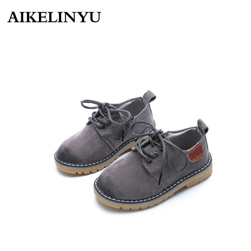 AIKELINYU Kids Leather Shoes 2019 Spring Children Boys British Style Vintage Nubuck Girls | Детская одежда и обувь