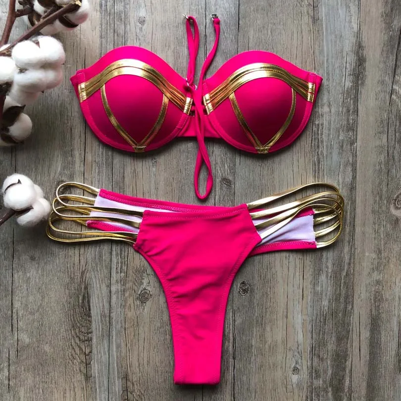 Women Sexy Push Up Strapless Black Bikinis Gold Gilding Bikini Sexy Swimsuit Women Beach Wear Bathing Suit Maillot De Bain Femme
Women Sexy Push Up Strapless Black Bikinis Gold Gilding Bikini Sexy Swimsuit Women Beach Wear Bathing Suit Maillot De Bain Femme