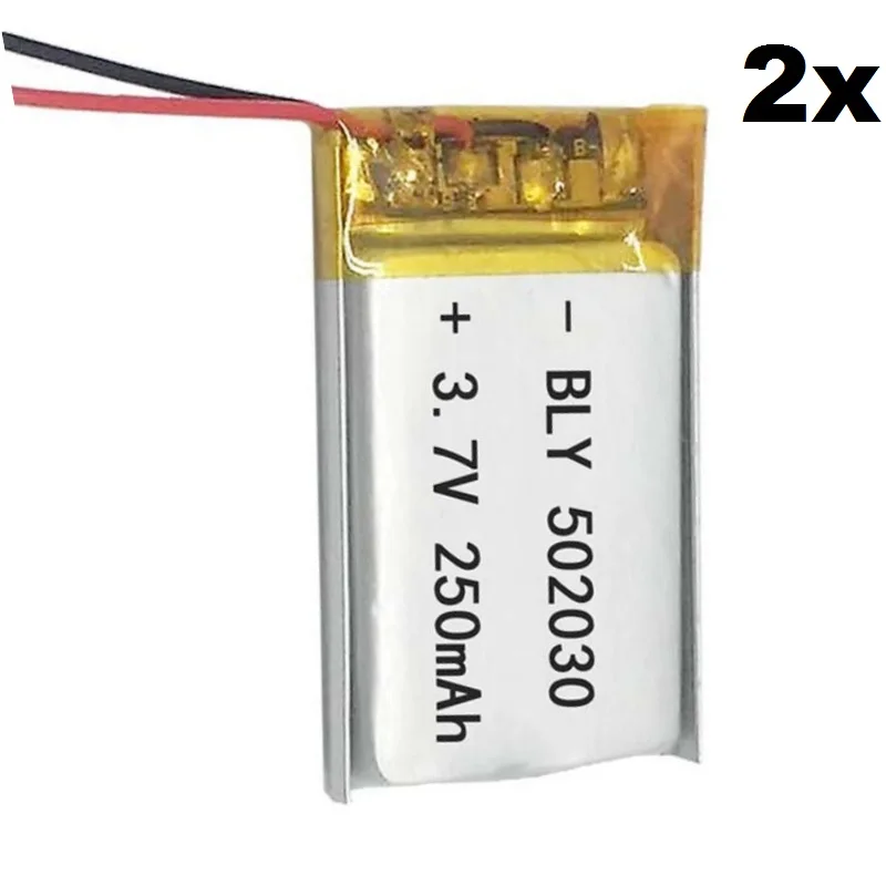 2Pcs 502030 Battery Polymer Lithium Ion for MP3 MP4 Headset Video Recorder Electronic Device Rechargeable Batereies Replacement 
2Pcs 502030 Battery Polymer Lithium Ion for MP3 MP4 Headset Video Recorder Electronic Device Rechargeable Batereies Replacement