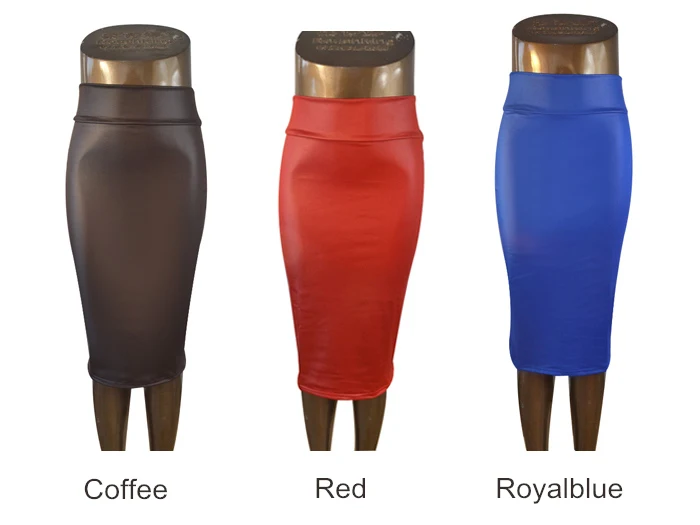 free shipping women office skirt high-waist faux leather pencil skirt black sexy elastic below knee skirt 10 colors XS/S/M/L/XL 13