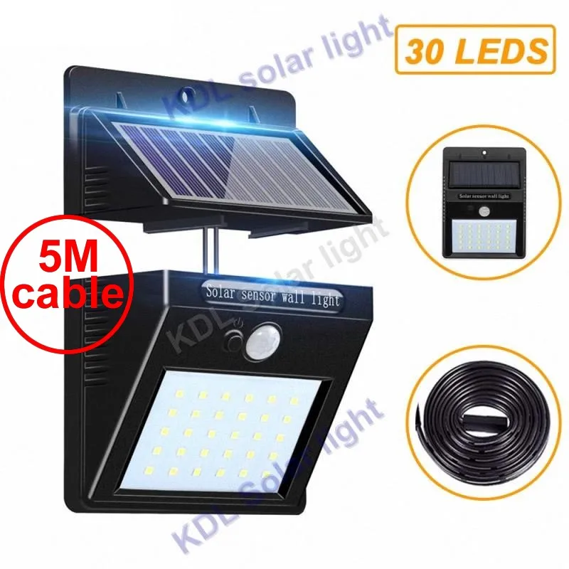 30 led 500lm Солнечный свет раздельный монтаж движения pIR 3 senser ip65 Крытый открытый