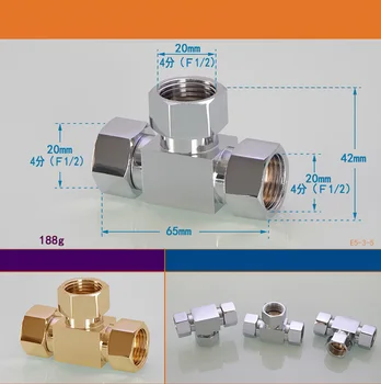 1/2" Three Way Brass Connector Joint Copper Female Fitting Faucet joint Adapter for Water Heater 
1/2" Three Way Brass Connector Joint Copper Female Fitting Faucet joint Adapter for Water Heater