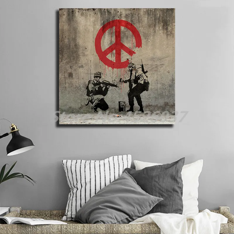 Banksy Peace Soldier Street Graffiti Canvas Painting Print Living Room Home Decor Modern Wall Art Oil Painting Poster Framework
Banksy Peace Soldier Street Graffiti Canvas Painting Print Living Room Home Decor Modern Wall Art Oil Painting Poster Framework