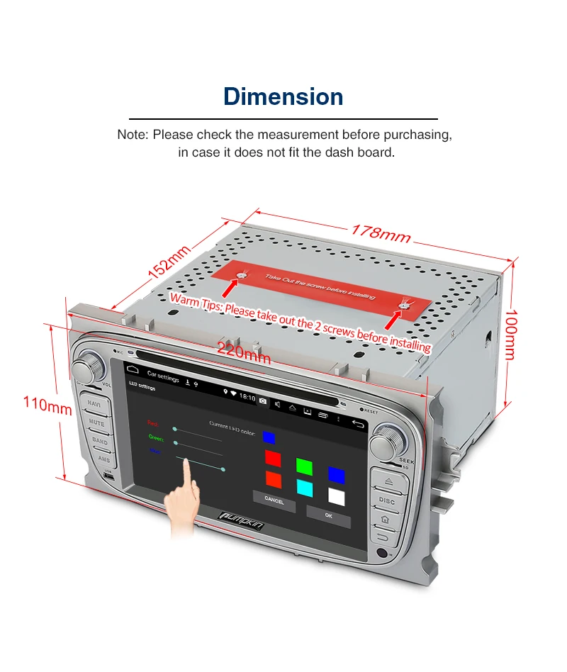 Best Pumpkin2 Din 7"Android 9.0 Car DVD Player GPS Navigation Qcta-Core 4G RAM Car Stereo For Ford Focus/Mondeo Wifi 4G OBD2 Headunit 22