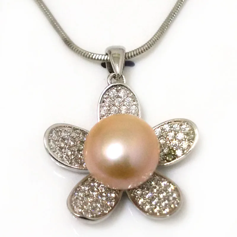 18 inches Multiple Shiny Zirconia Flower Style 12-13mm Natural Pink Button Pearl Sterling Silver Pendent Necklace
18 inches Multiple Shiny Zirconia Flower Style 12-13mm Natural Pink Button Pearl Sterling Silver Pendent Necklace